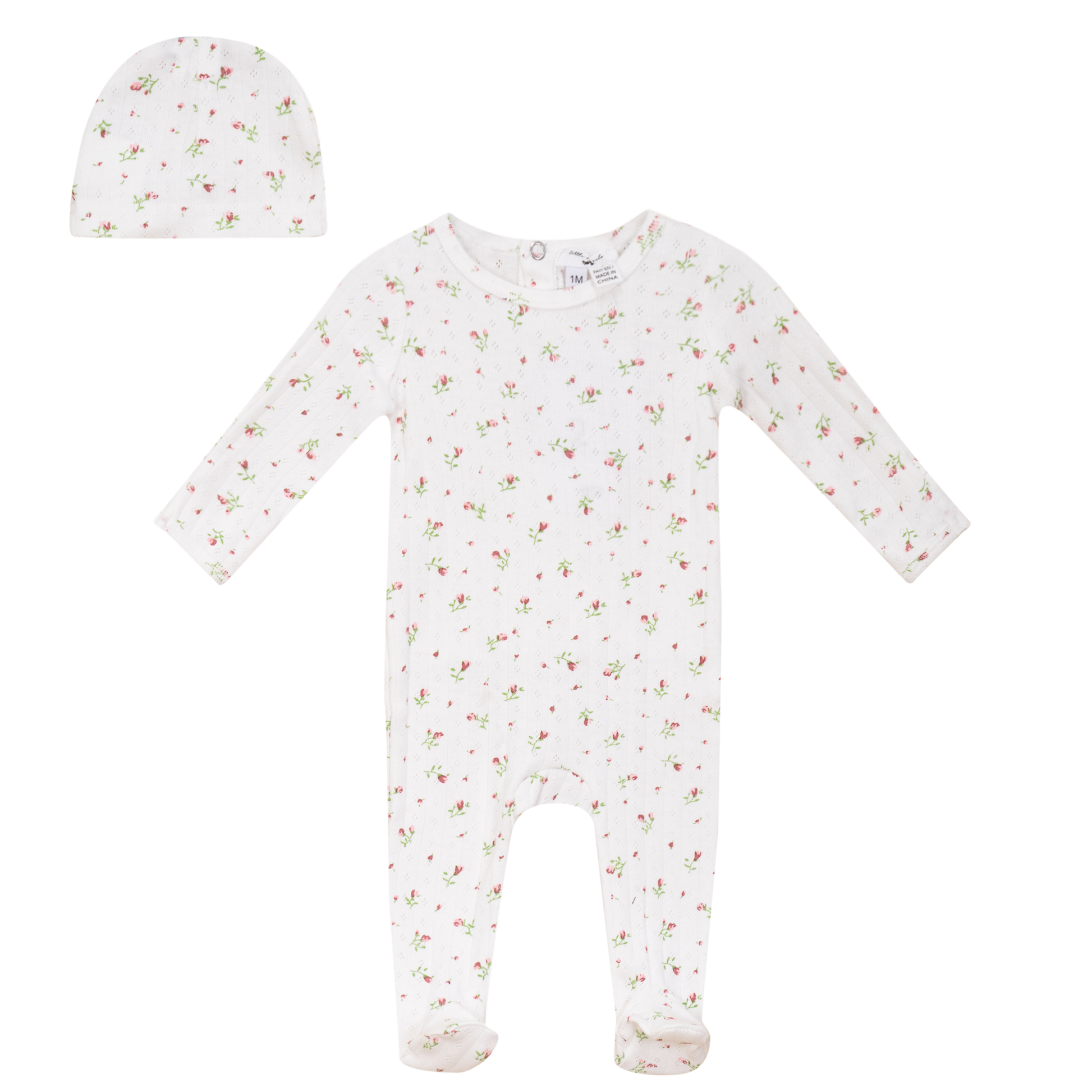 Floral Onesie with Hat Pink