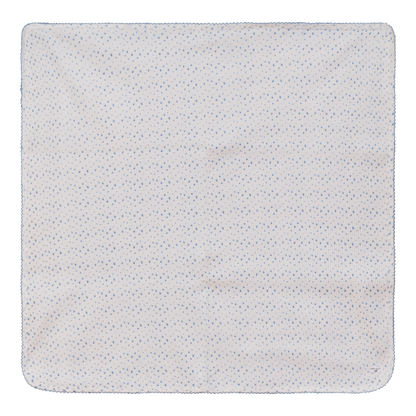 Flower and Dot Print Blanket Blue Off White One Size