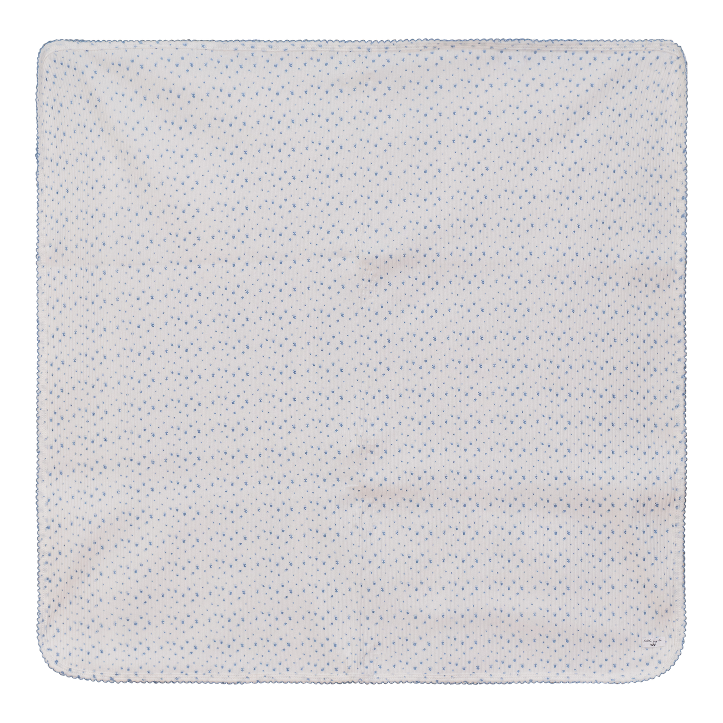 Flower and Dot Print Blanket Blue Off White One Size