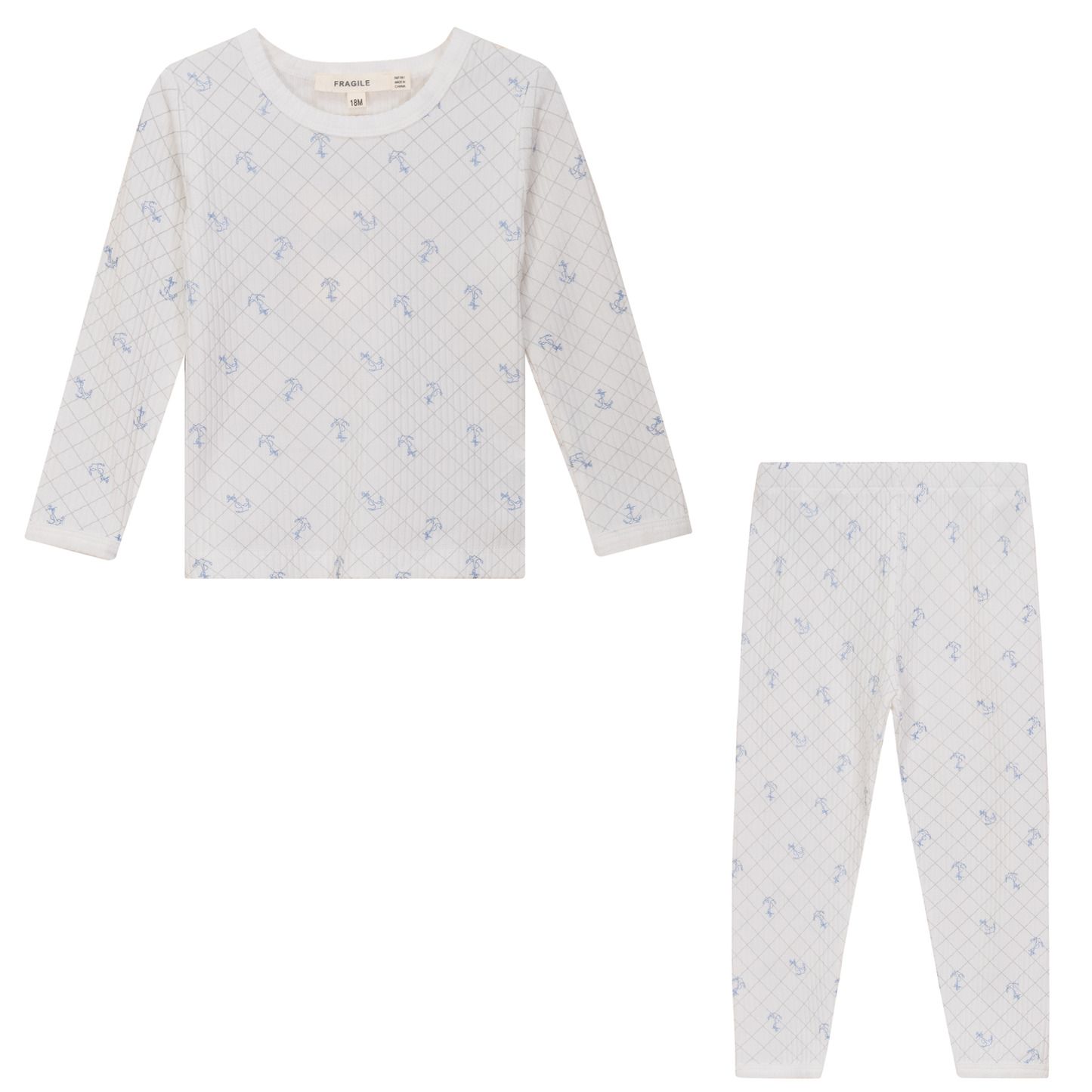 Mesh Print 2Pc Set White River Blue