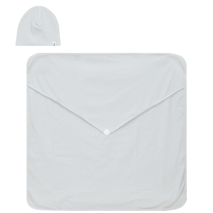 Ribbed Blanket and Hat Set Skylight One Size