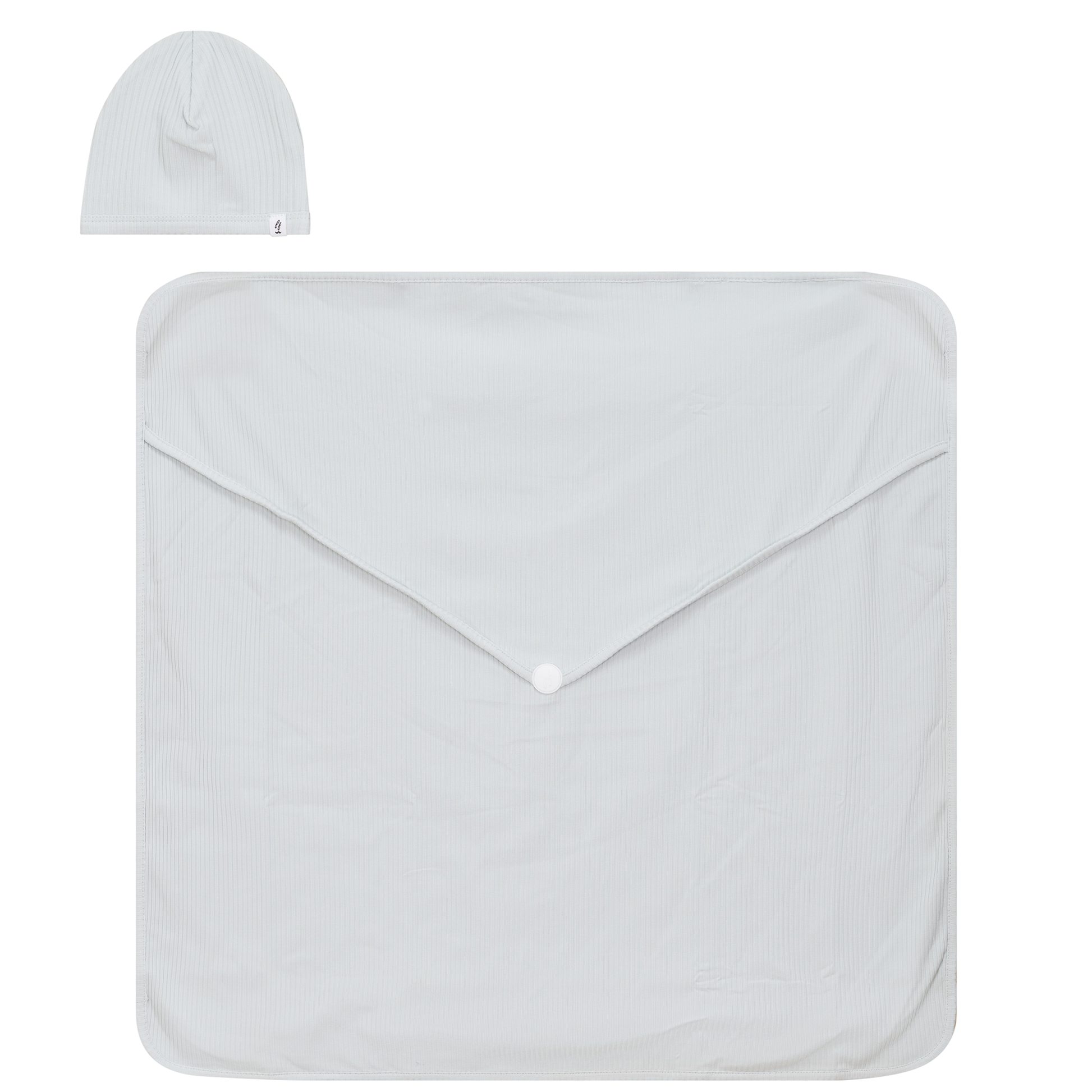 Ribbed Blanket and Hat Set Skylight One Size