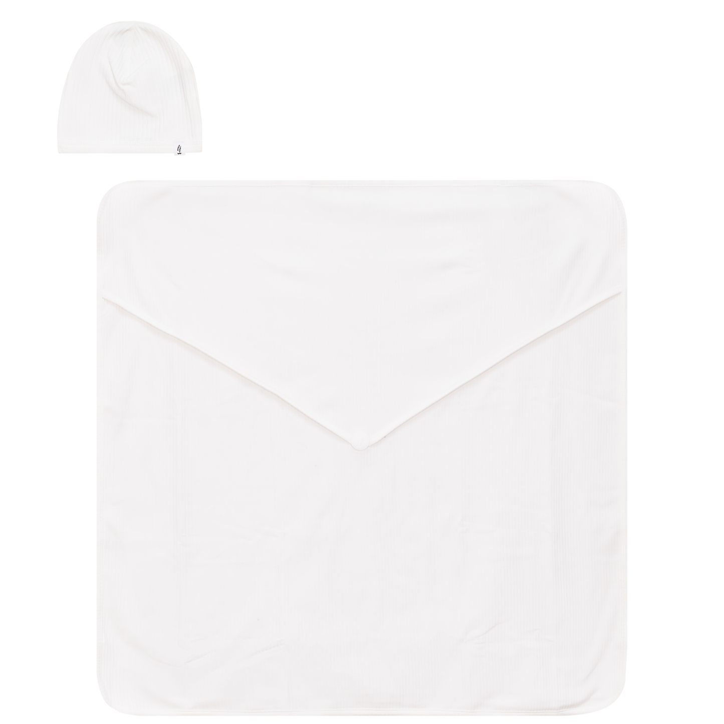Ribbed Blanket and Hat Set White One Size