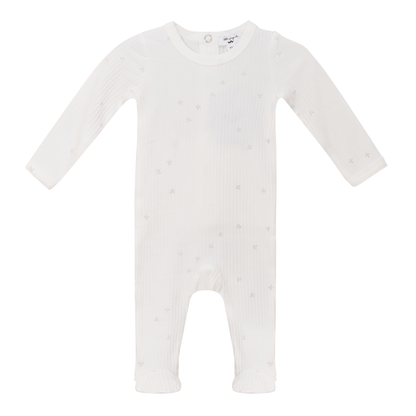 Clover Print Onesie White Sky Light