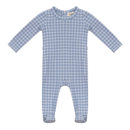 Plaid Stretch Onesie Denim 3 Months
