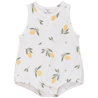 Pastel Print Romper White Yellow