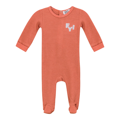Waffle Square Textured Onesie Ginger 3 Months