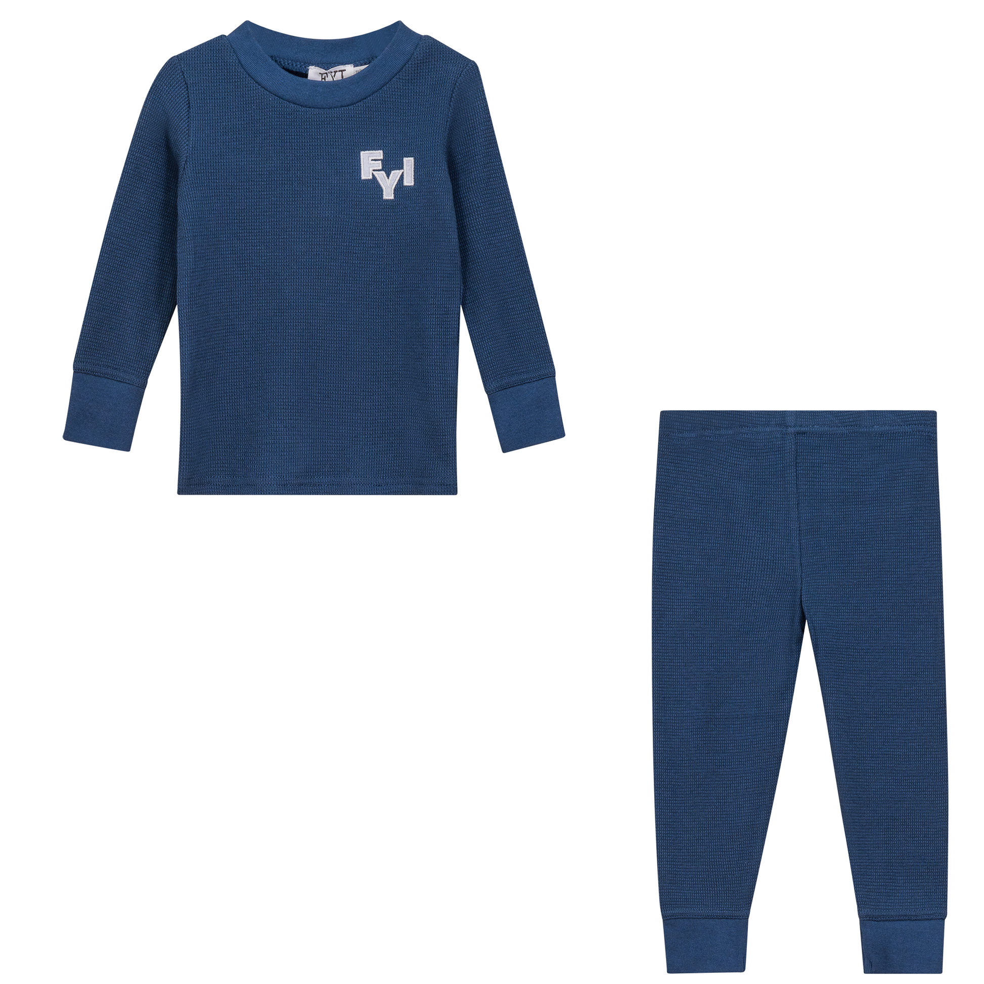 Waffle Square Textured 2Pc Set Denim