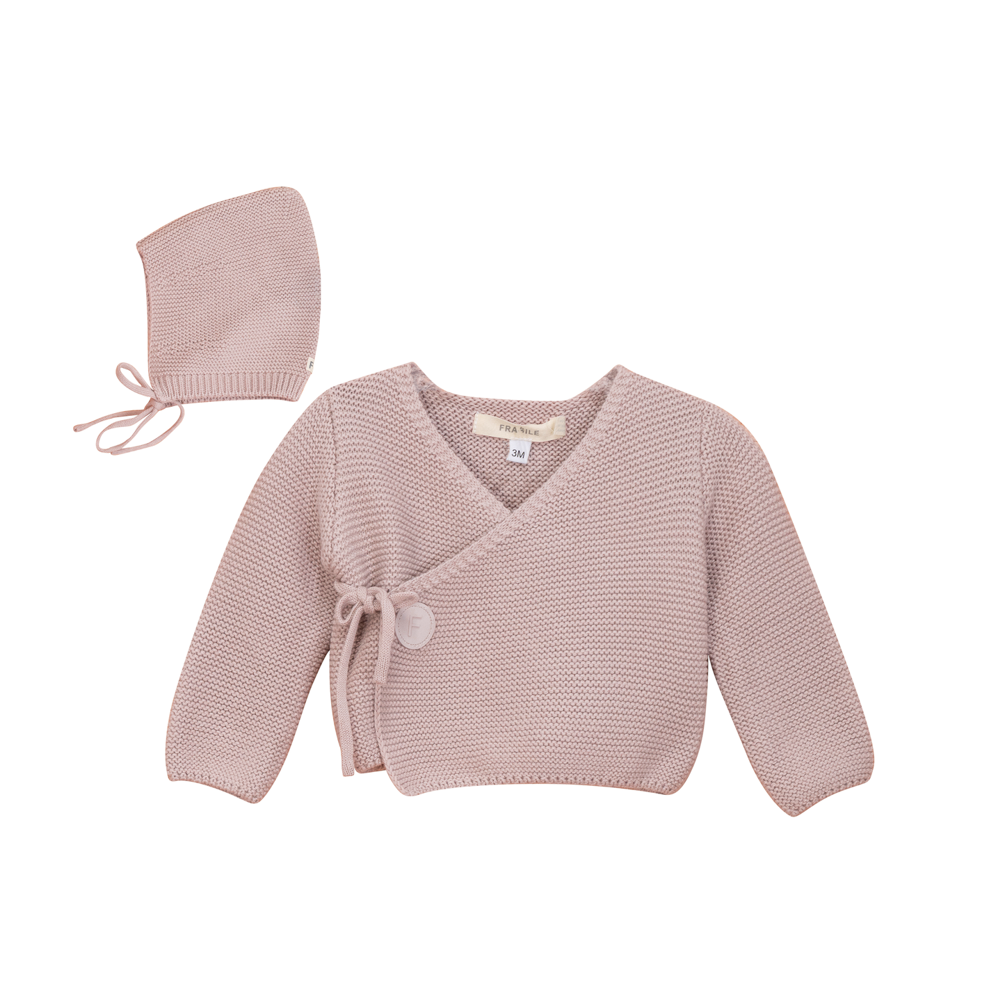 Garter Knit Cardigan Set Mauve