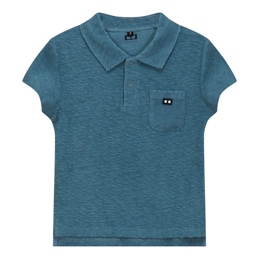 Textured Terry Polo Shadow Blue