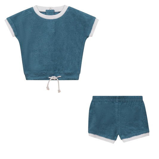 Textured Terry Short Set Shadow Blue