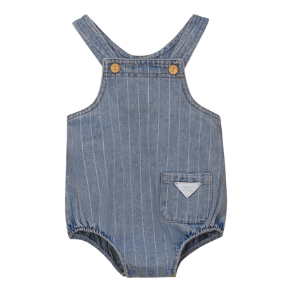 Stripe Denim Romper Light Denim