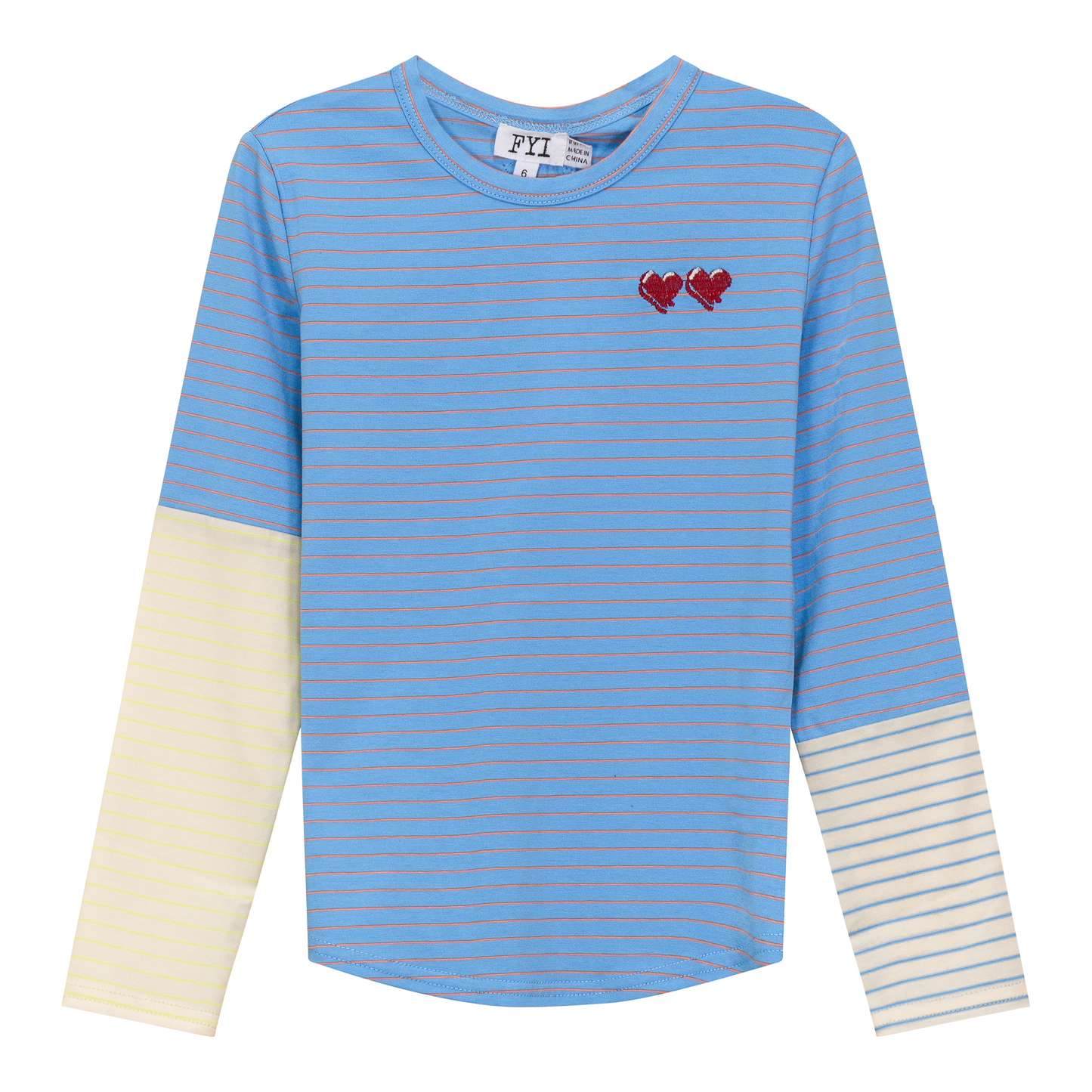 Heart Embroiderd Stripe Top Ocean