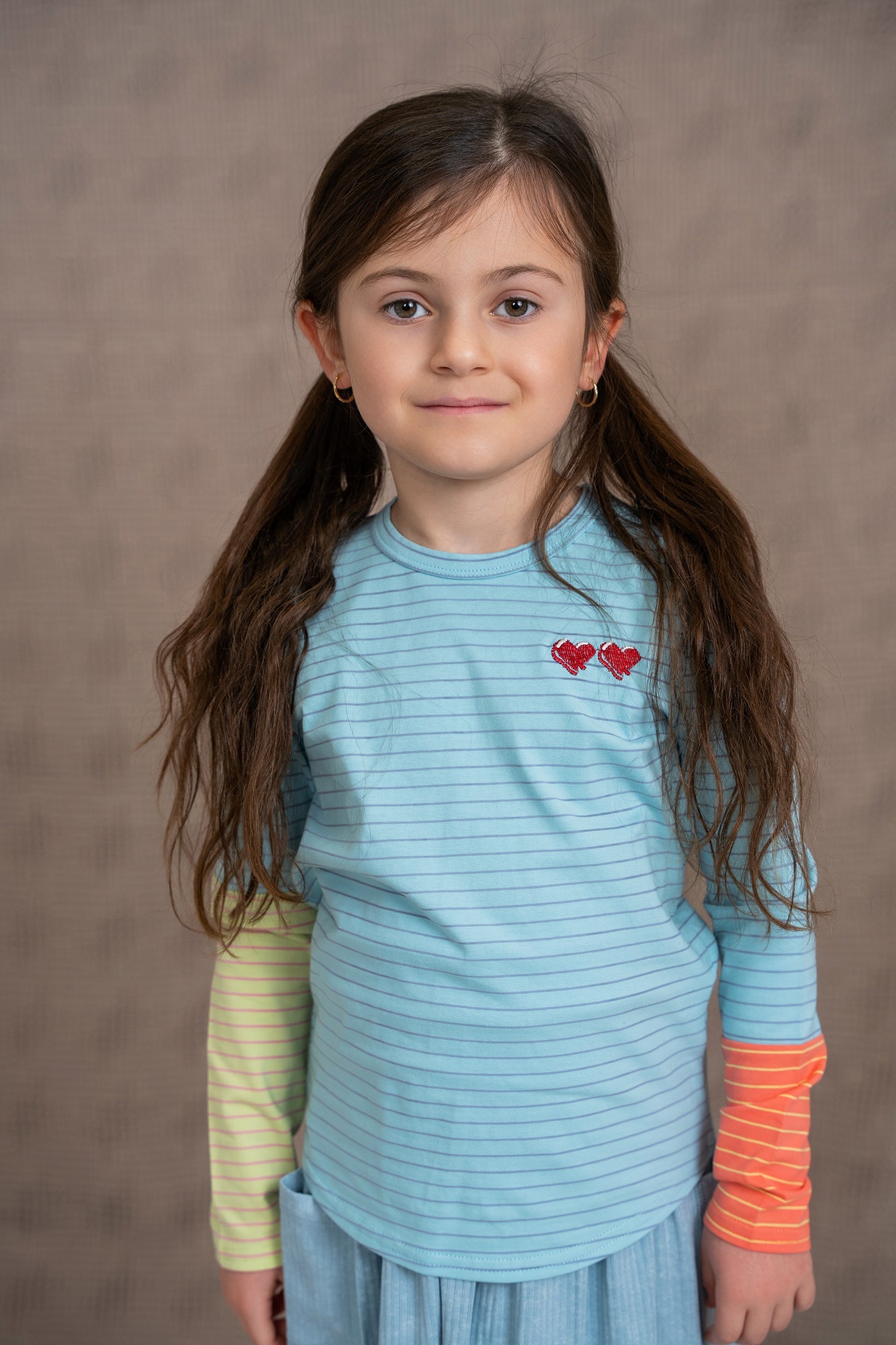 Heart Embroiderd Stripe Top