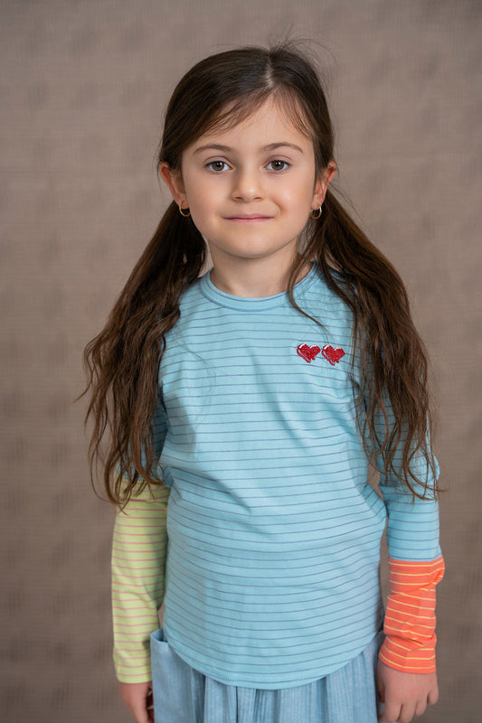 Heart Embroiderd Stripe Top