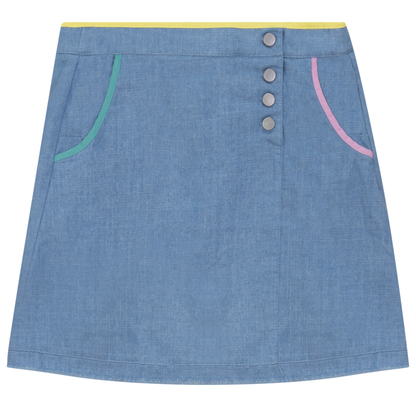 Woven Denim A-Line Skirt Light Denim