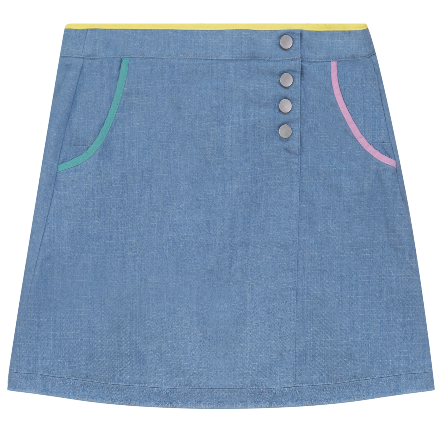 Woven Denim A-Line Skirt Light Denim