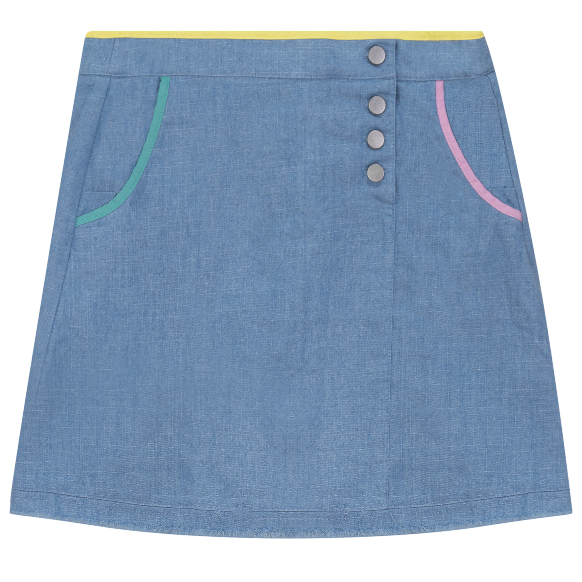 Woven Denim A-Line Skirt Light Denim