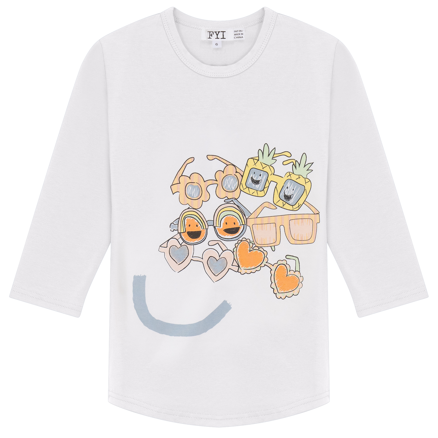 Smiley Sunglasses Print Tshirt White