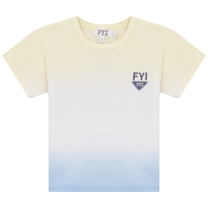 Dip Dye 3/4 Tshirt Pale Yellow White Pale Denim