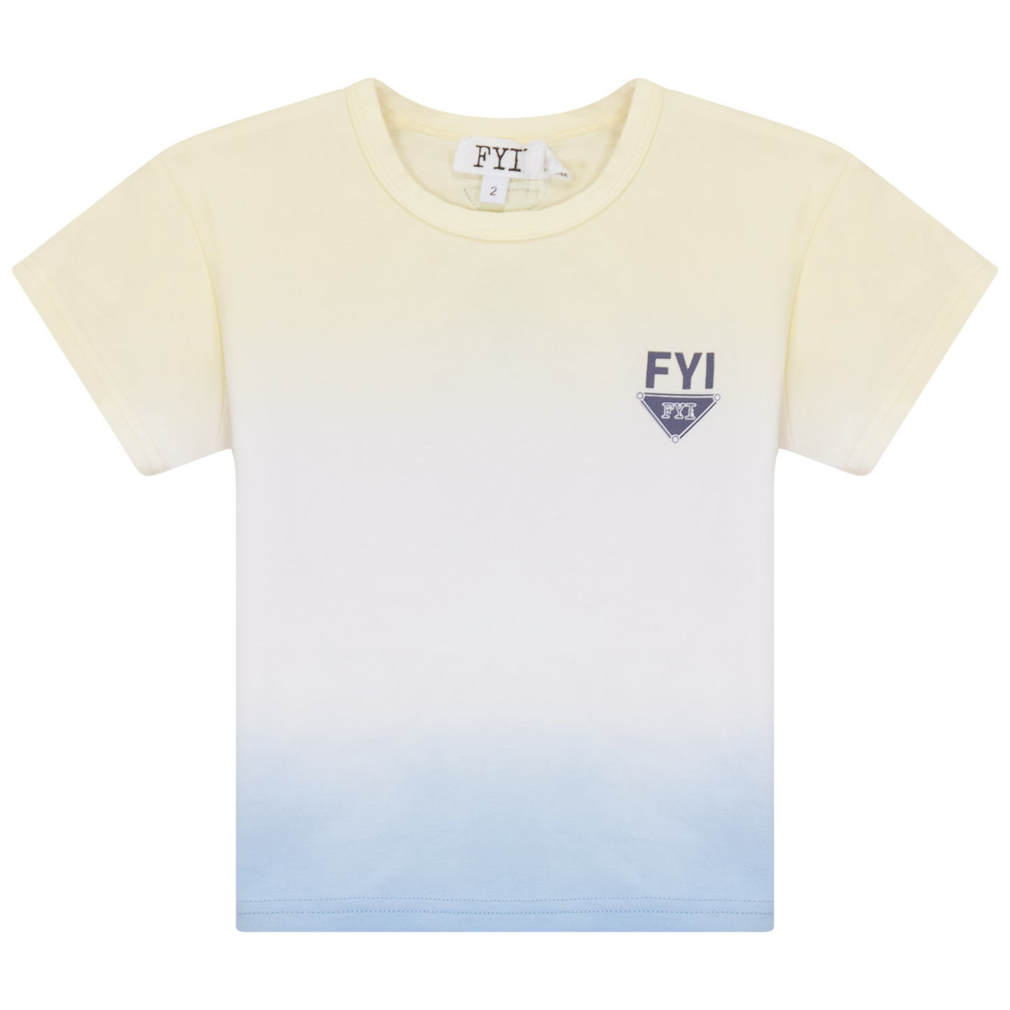 Dip Dye 3/4 Tshirt Pale Yellow White Pale Denim