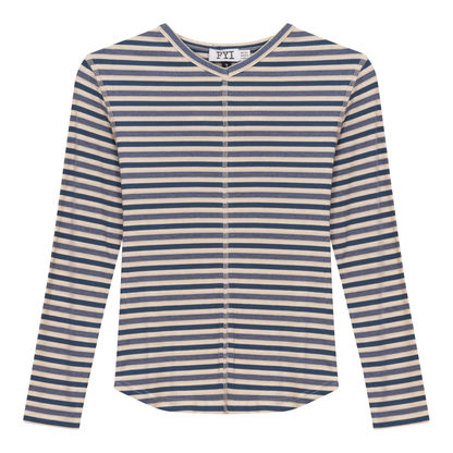 Striped Vneck Tshirt Denim