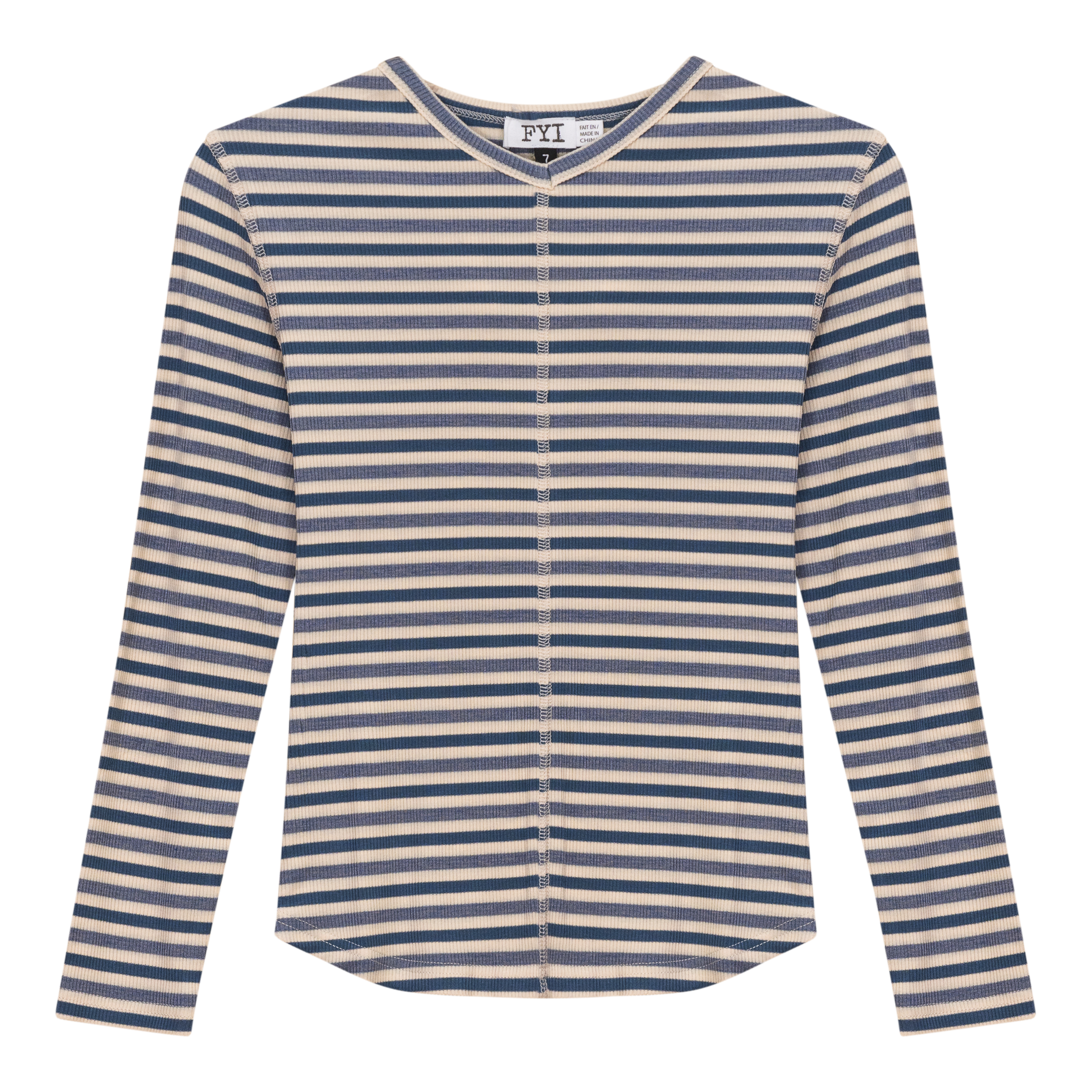 Striped Vneck Tshirt Denim