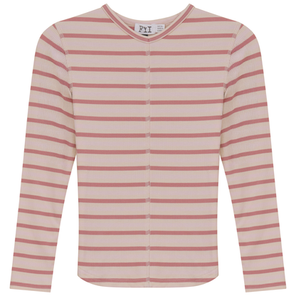 Striped Vneck Tshirt Pink