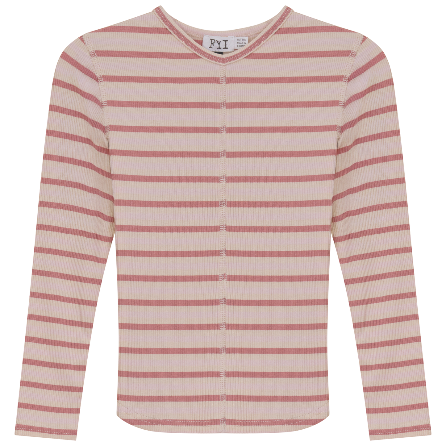 Striped Vneck Tshirt Pink