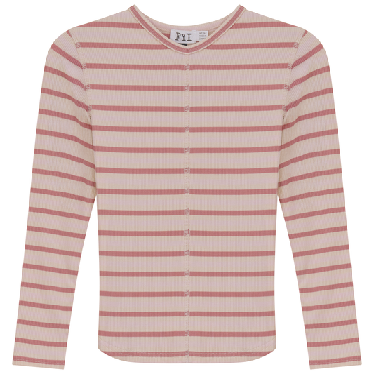 Striped Vneck Tshirt Pink