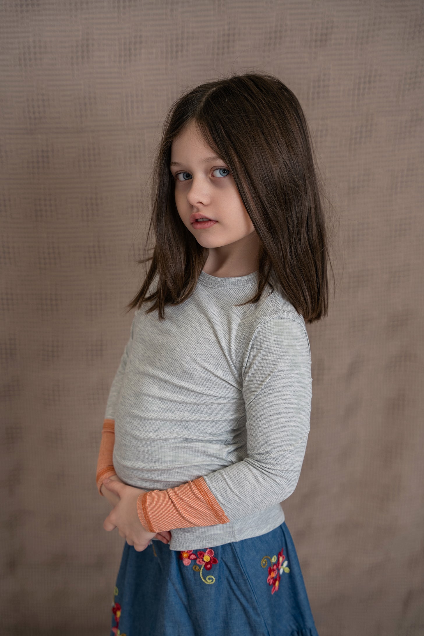 Woven Denim Flower Embroidered Skirt