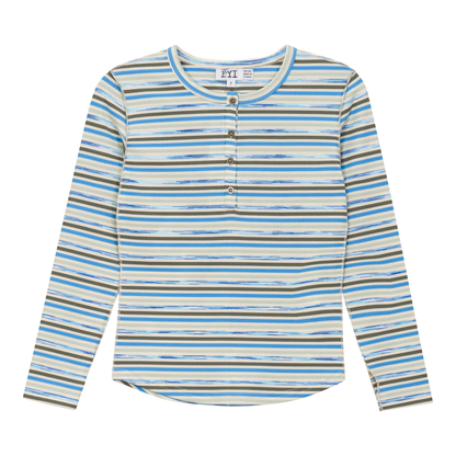 Multi Stripe Rib Top Blue