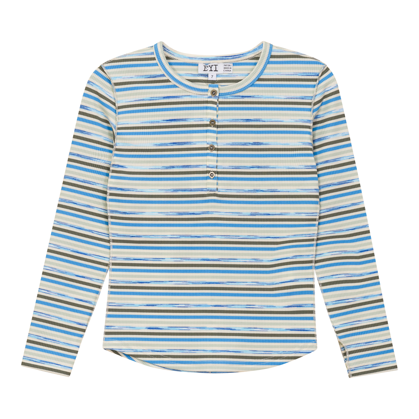Multi Stripe Rib Top Blue