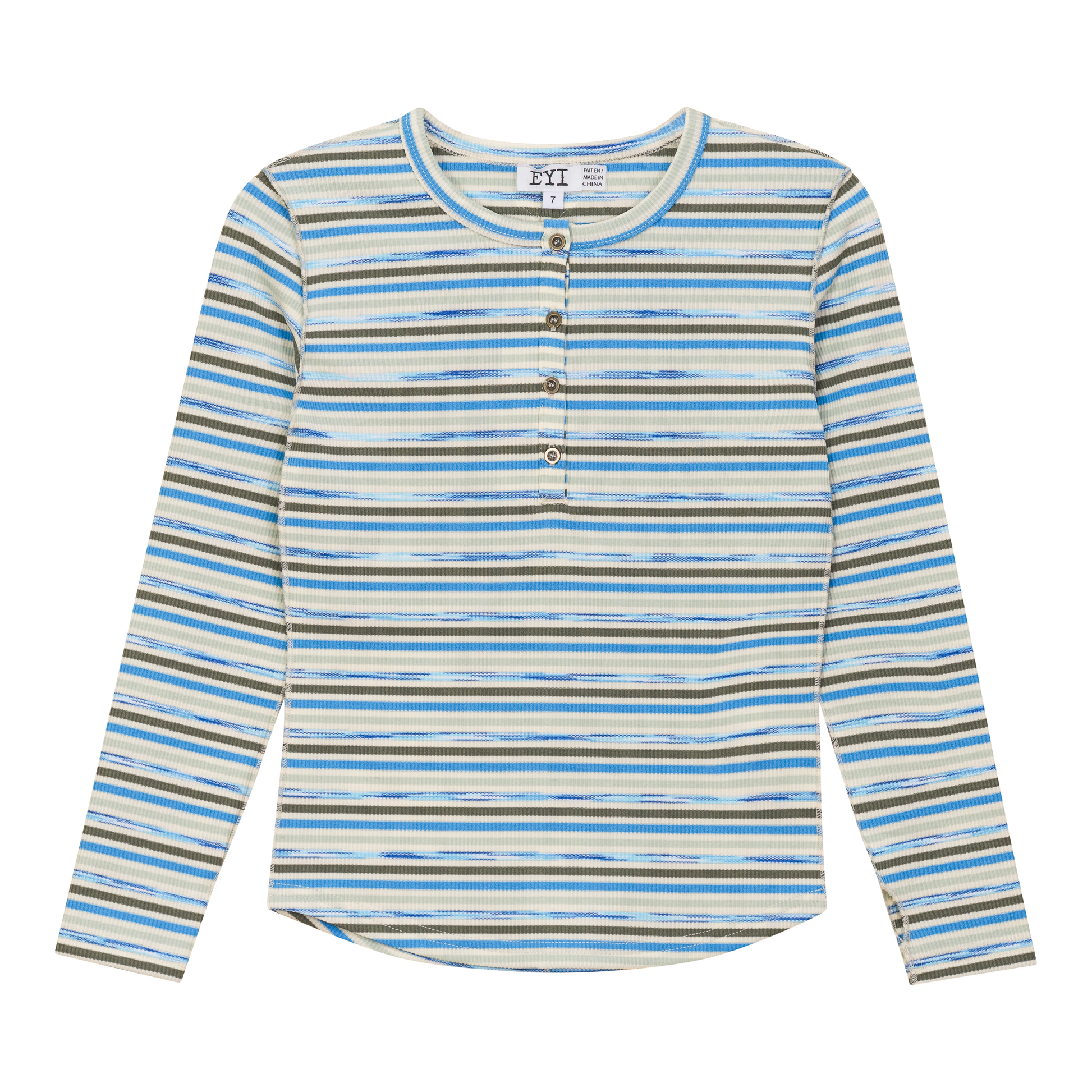 Multi Stripe Rib Top Blue