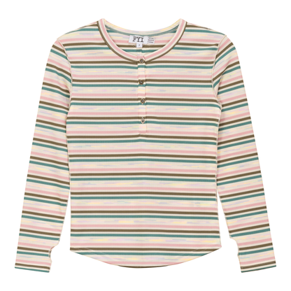 Multi Stripe Rib Top Pink
