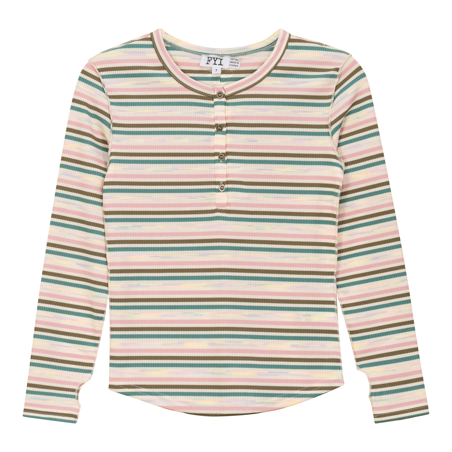 Multi Stripe Rib Top Pink