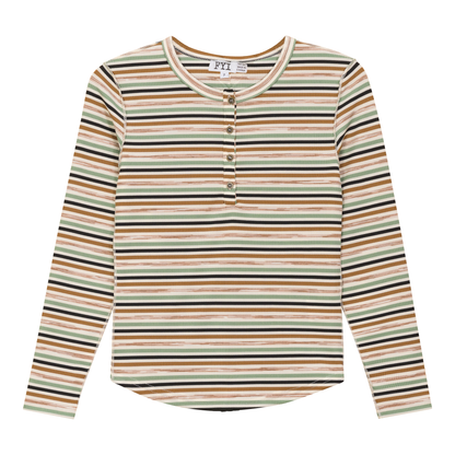 Multi Stripe Rib Top Sage
