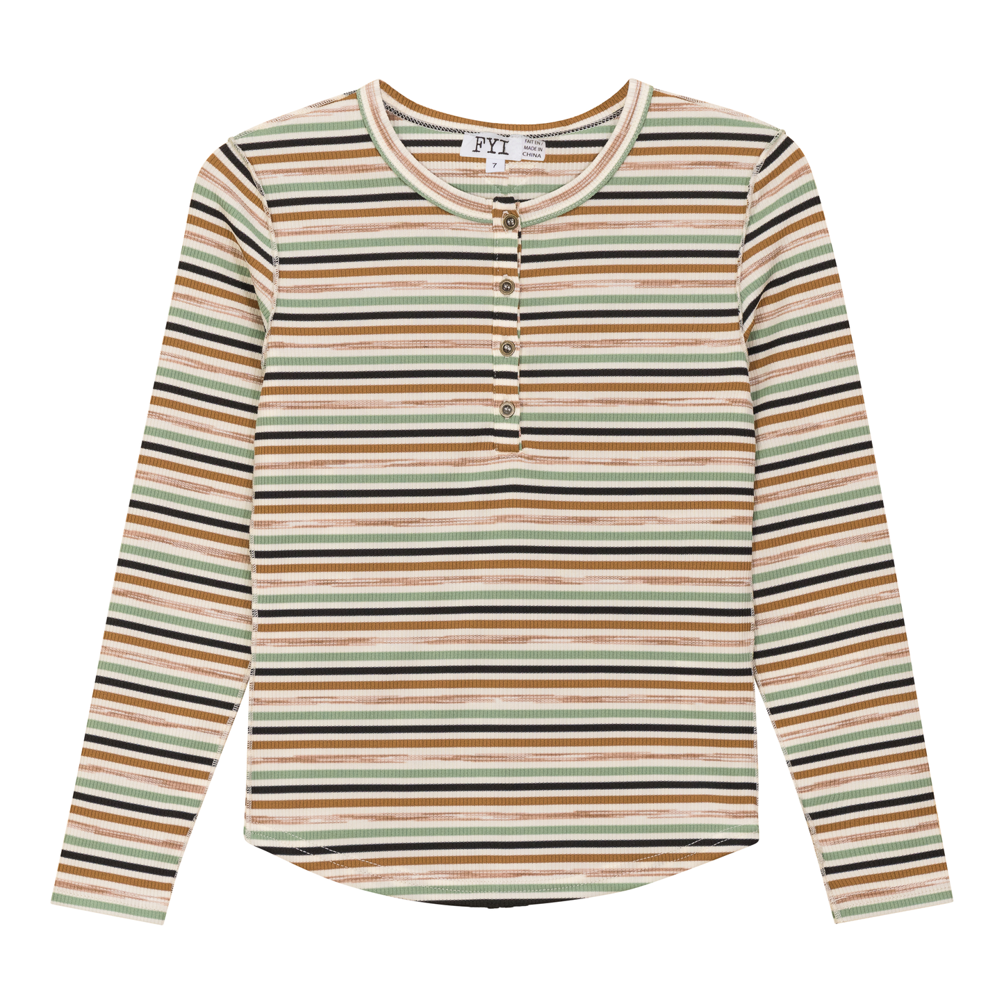 Multi Stripe Rib Top Sage