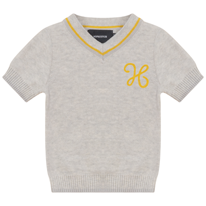 Contrast Trim Knit Top Light Grey Mix Silver Grey