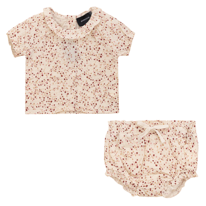 Crinkle Woven Flower Print 2Pc Set Pink