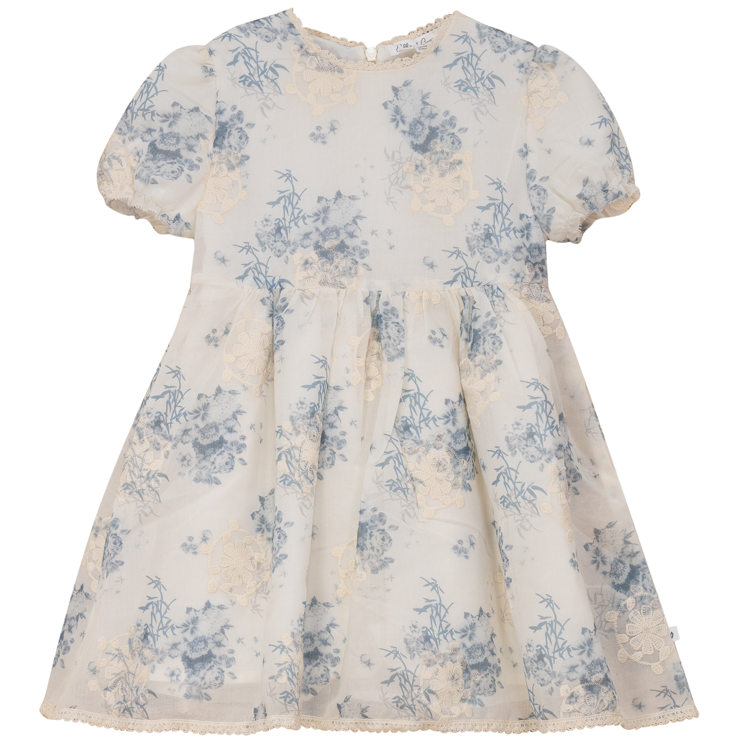 Woven Flower Embroidered Dress Blue