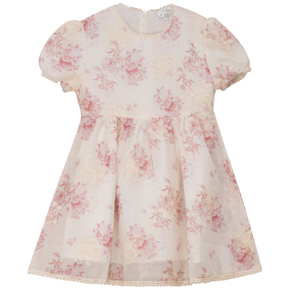 Woven Flower Embroidered Dress Rose