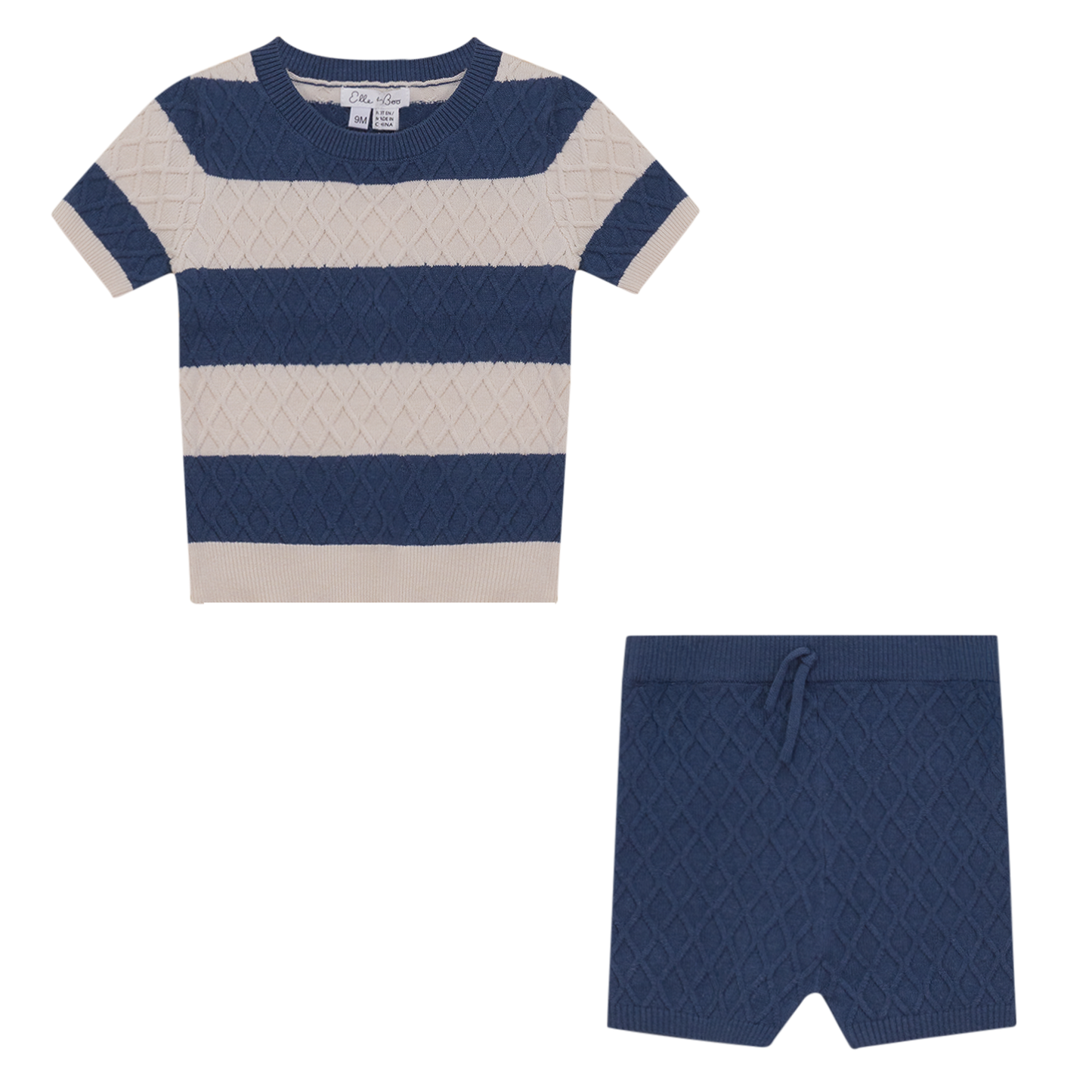 Honeycomb Stripe 2Pc Set Indigo Jute