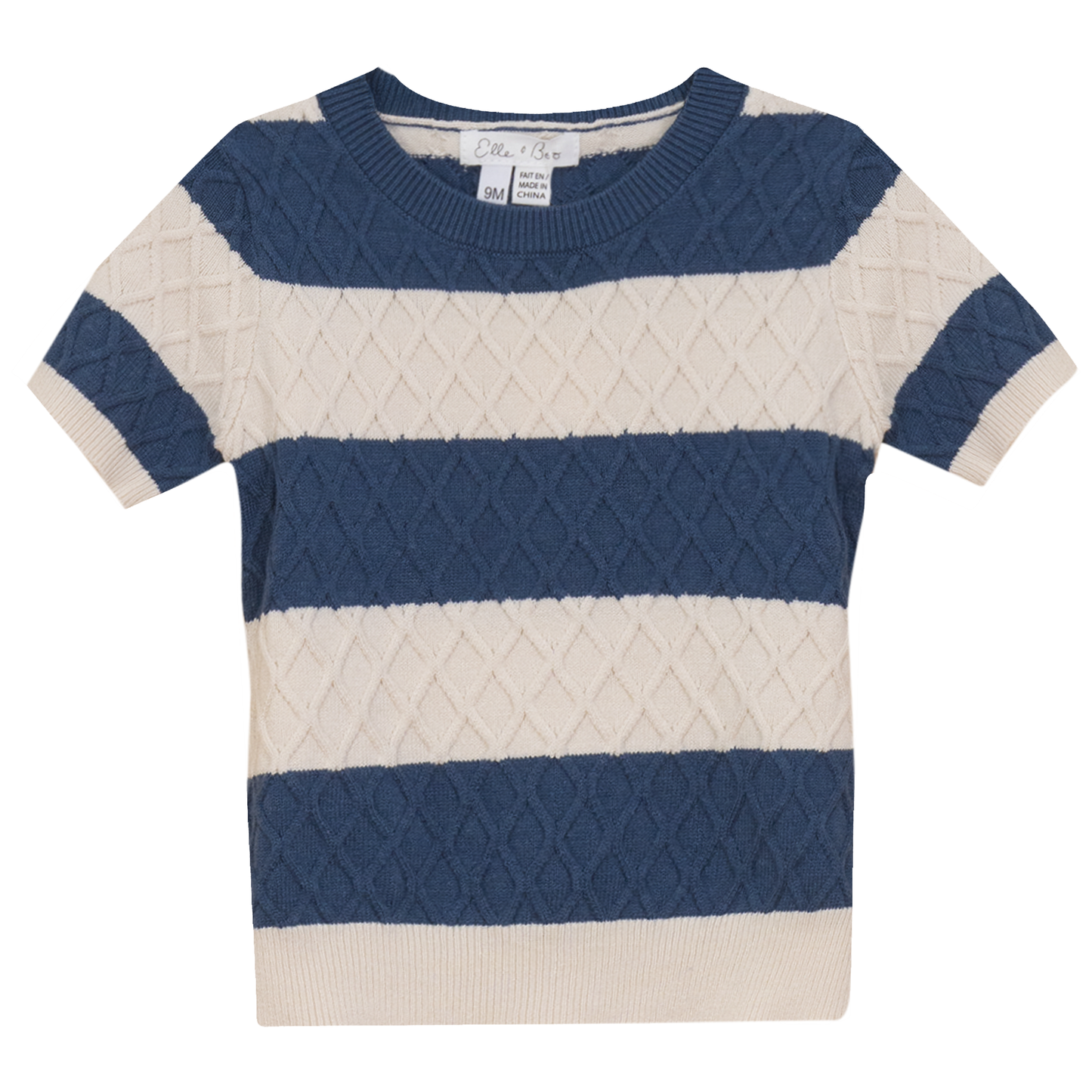 Honeycomb Stripe Knit Top Indigo Jute