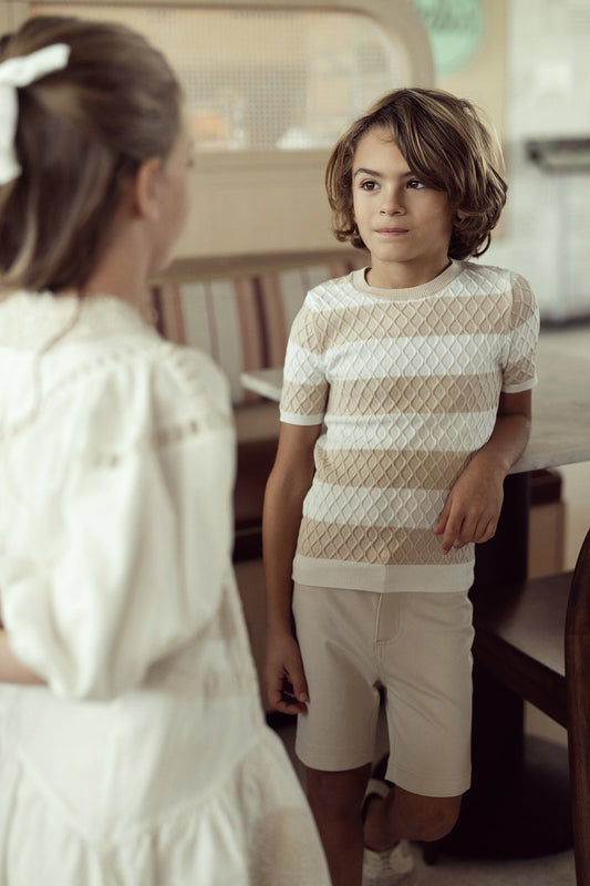 Honeycomb Stripe Knit Top