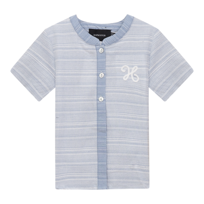 Woven Crinkle Stripe Shirt Light Blue