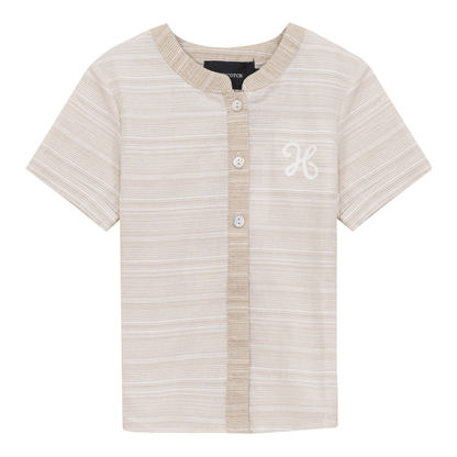 Woven Crinkle Stripe Shirt Light Sand
