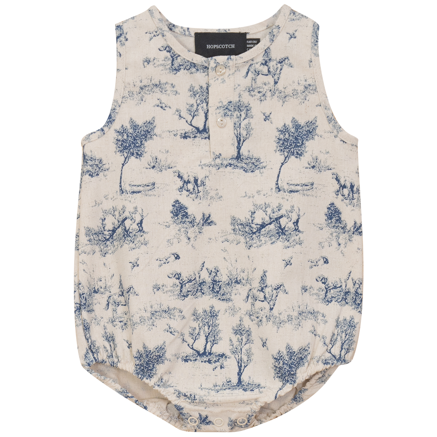 Tree Print Romper Indigo