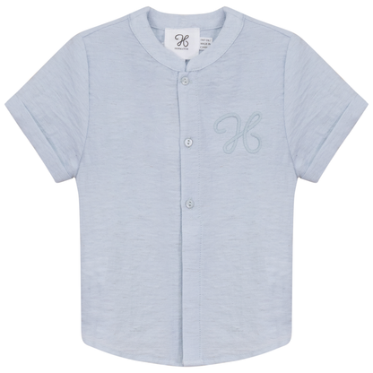 Woven Crinkle Shirt Light Blue