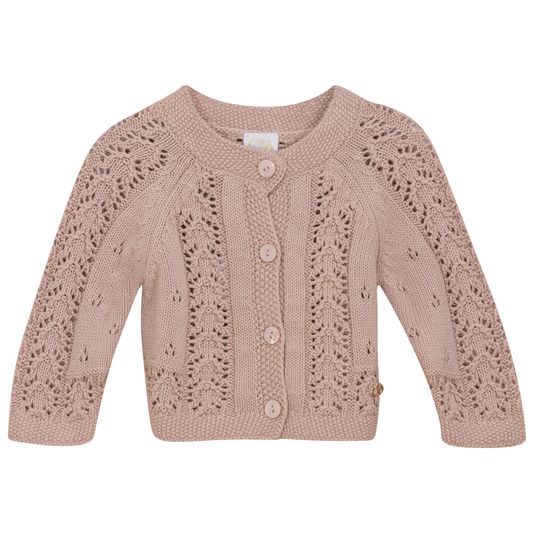Garter Knit Cardigan Pink